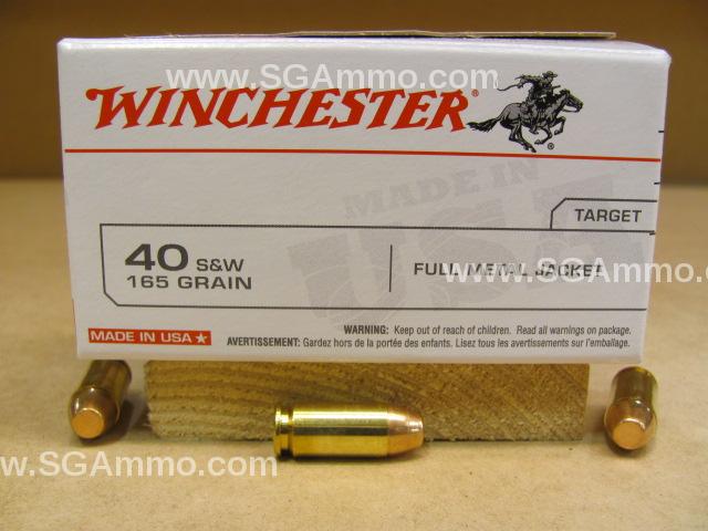 100 Round Box - 40 Caliber Winchester 165 Grain FMJ Ammo - USA40SWVP 